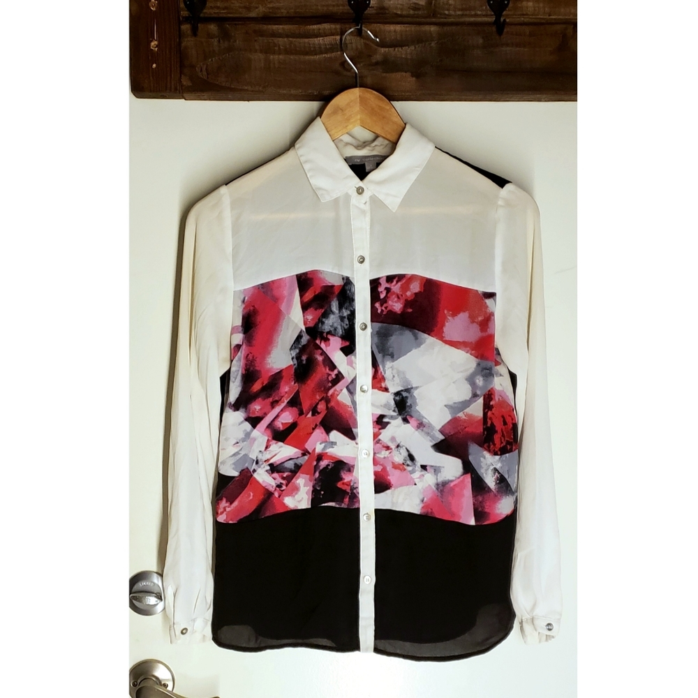 "NY collection" pink printed blouse